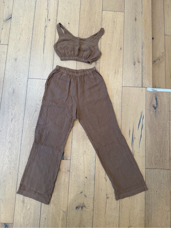 Enza Costa Pants - Brown Women’s Linen Wide-Leg Pants